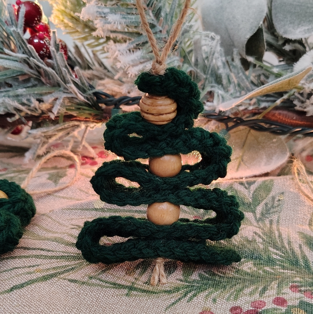 Handmade Green Holiday Tree Ornament- One Piece